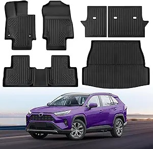 Toyota RAV4 Floor Mats 2019-2026 Full Set All Weather TPE with Cargo Liner Hybrid Compatible