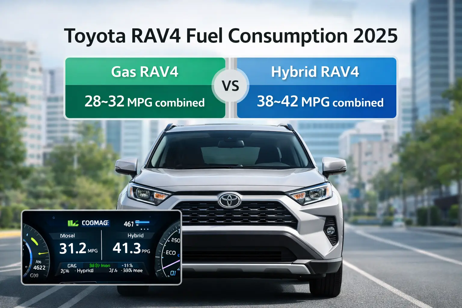 Toyota RAV4 Fuel Consumption 2025 Gas vs Hybrid MPG Comparison