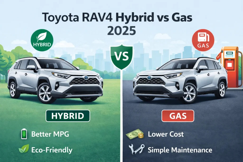 Toyota RAV4 hybrid vs gas fuel efficiency 2025 comparison