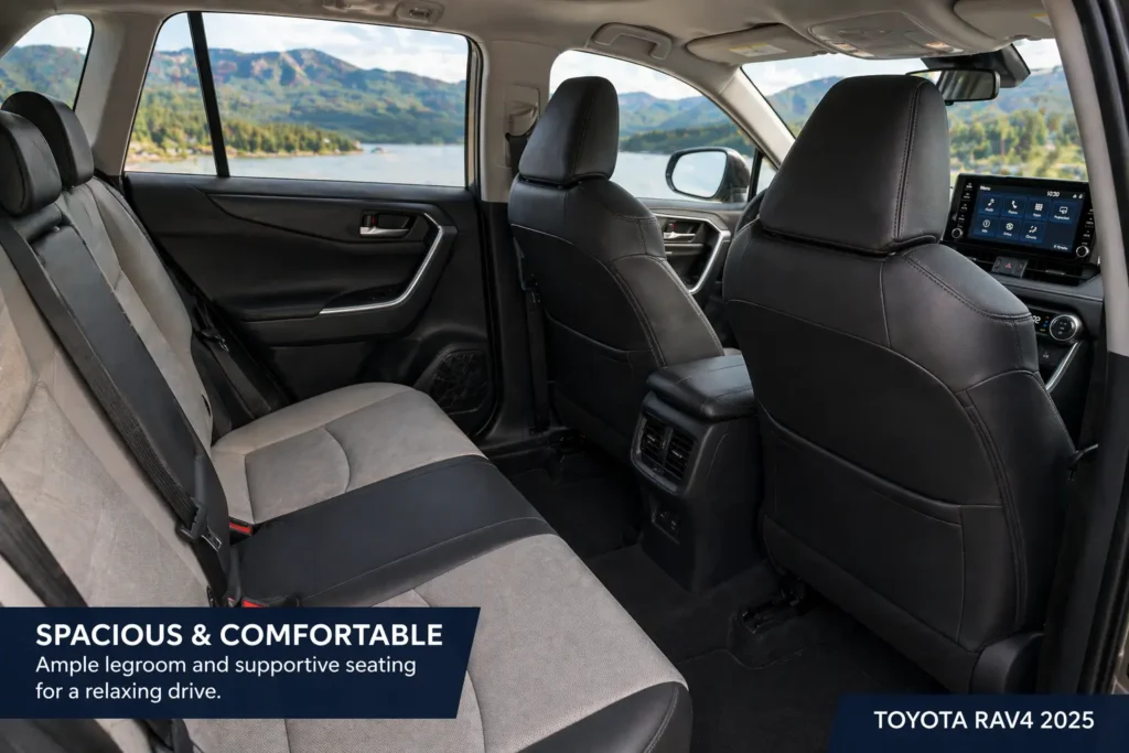 toyota rav4 seating comfort and space 2025 rear seats legroom