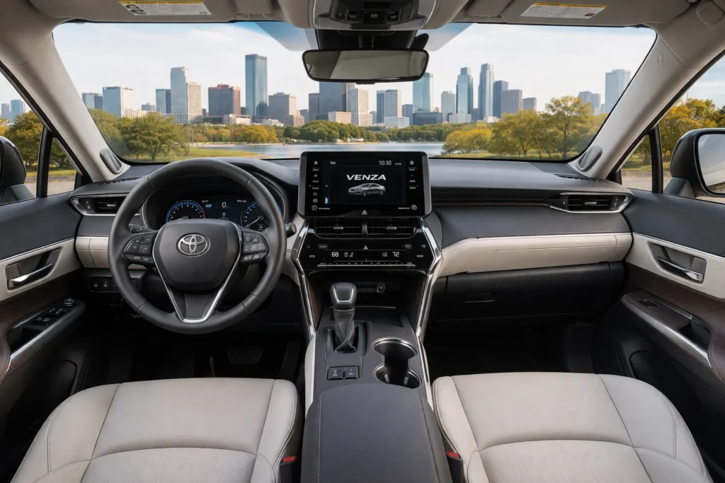 Toyota Venza Review 2026 – Complete Guide for Buyers 2 Toyota Venza 2026 interior dashboard, seats, and infotainment system