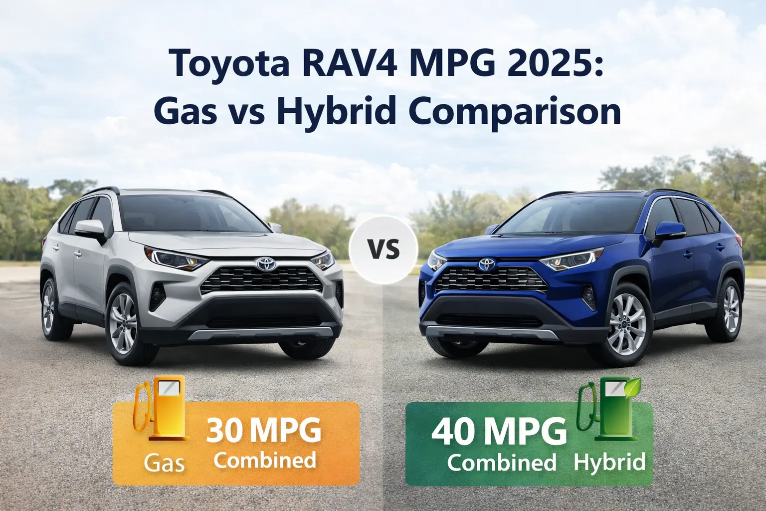 toyota rav4 mpg 2025 gas vs hybrid comparison 30 mpg vs 40 mpg