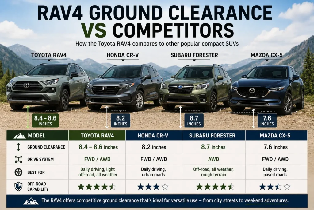 RAV4 Ground Clearance: Height, Off-Road Capability & Trim Comparison 4 RAV4 Ground Clearance vs Competitors Comparison