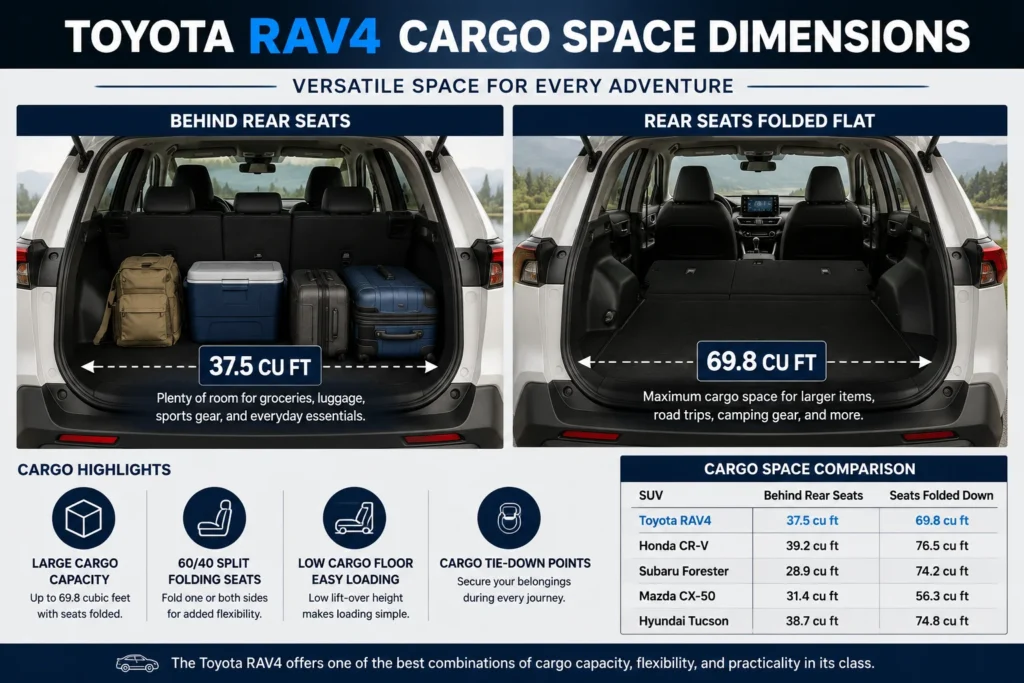 Toyota RAV4 cargo space dimensions and storage capacity