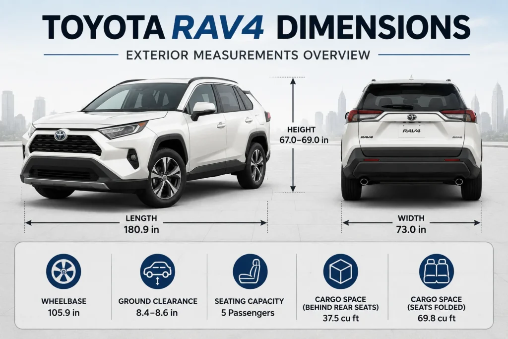 Toyota RAV4 dimensions exterior measurements overview