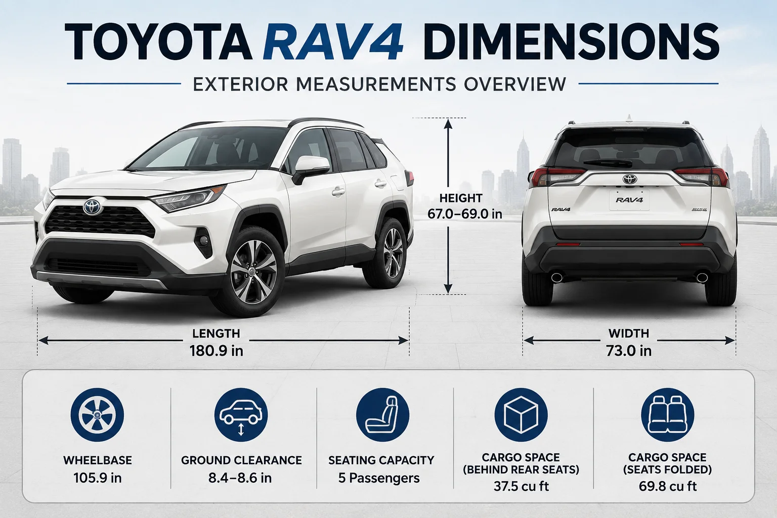 Toyota RAV4 dimensions exterior measurements overview