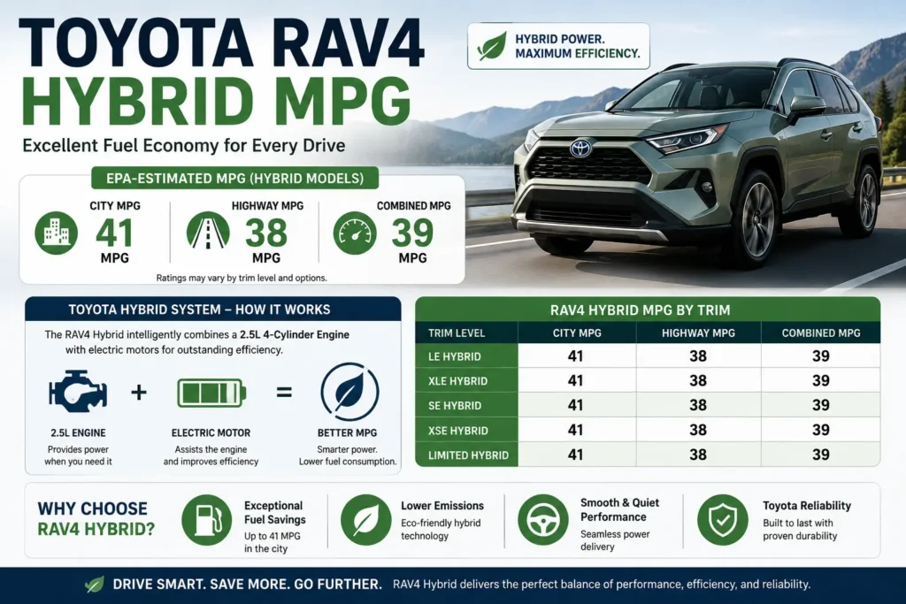Toyota RAV4 MPG: Real-World Fuel Economy, Hybrid vs Gas Models 2 Toyota RAV4 Hybrid MPG fuel economy and efficiency guide