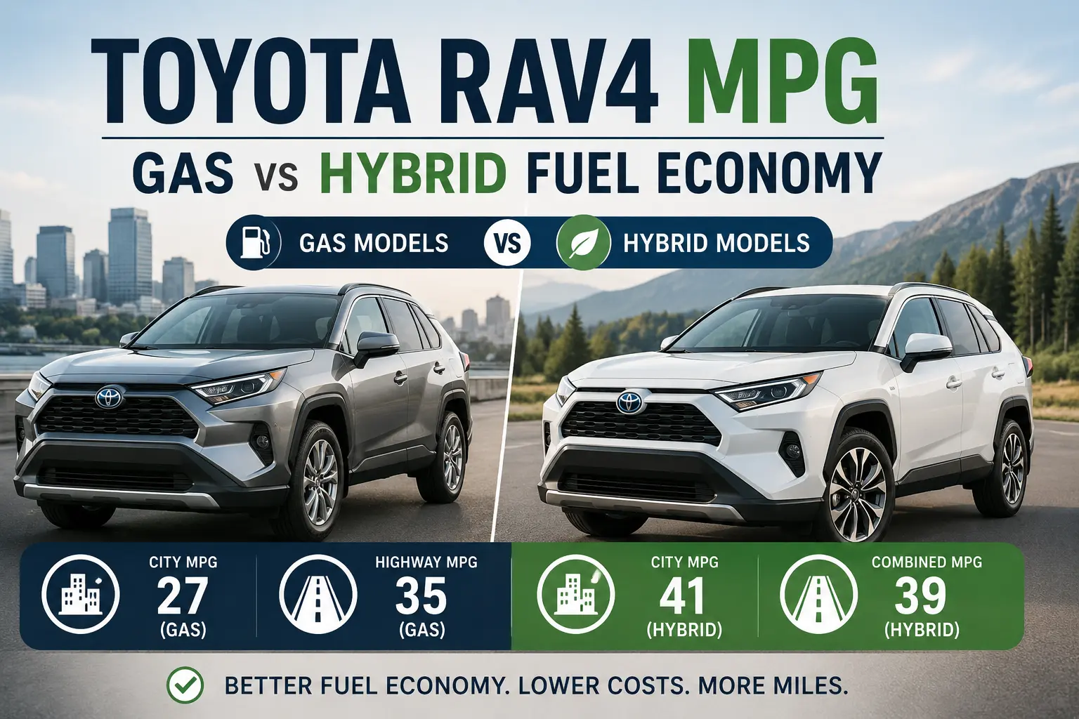 Home 2 Toyota RAV4 MPG gas vs hybrid fuel economy comparison