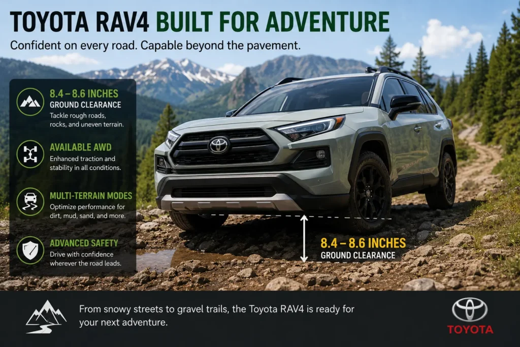 Toyota RAV4 Ground Clearance: Complete Guide (2026) 3 Toyota RAV4 off road ground clearance on rocky trail