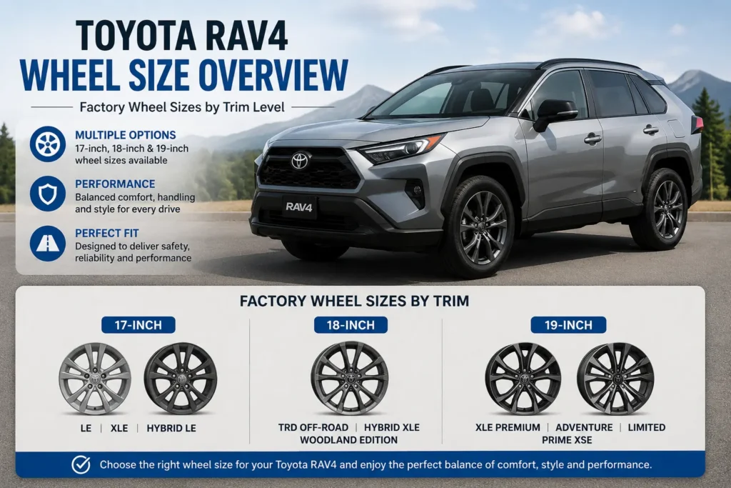 Toyota RAV4 wheel size overview by trim level