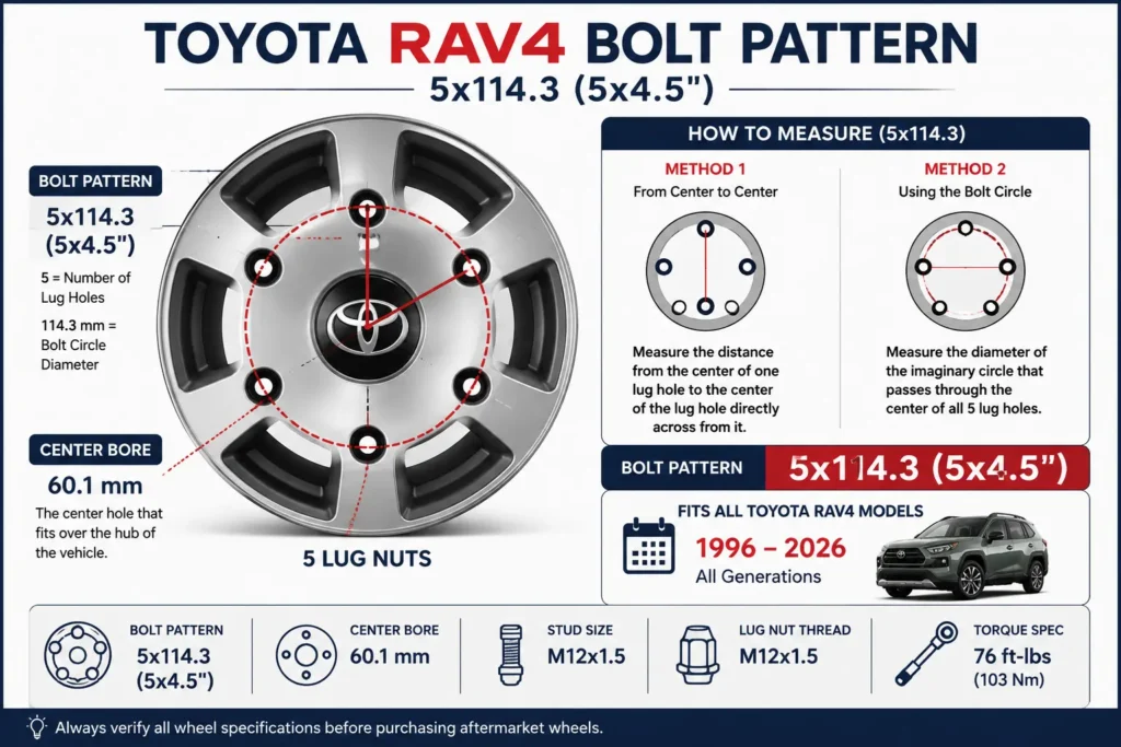 Toyota RAV4 5x114.3 Bolt Pattern Diagram