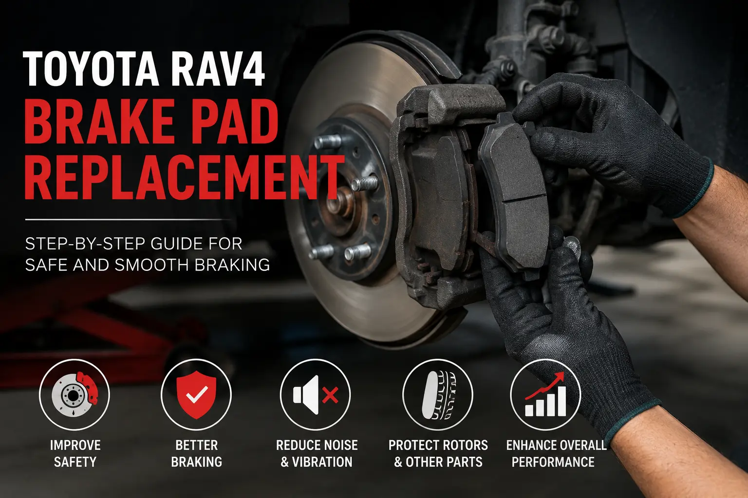 Home 2 Toyota RAV4 brake pad replacement guide showing step-by-step instructions for safe and efficient maintenance