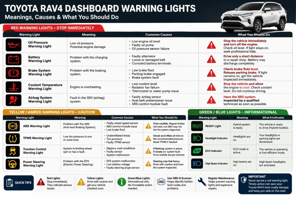 Toyota RAV4 Dashboard Warning Light Symbols and Meanings