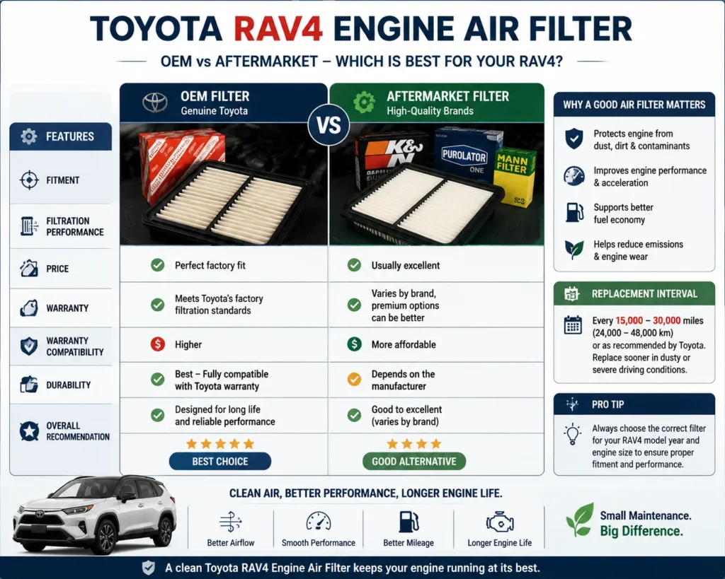 Toyota RAV4 Engine Air Filter: Replacement & Change Guide 3 Toyota RAV4 Engine Air Filter OEM vs aftermarket comparison