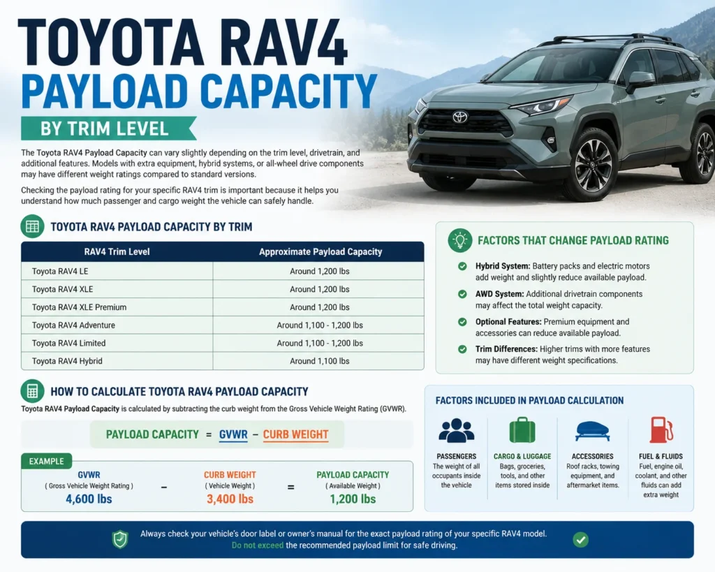 Toyota RAV4 Payload Capacity: Complete Guide 3 Toyota RAV4 Payload Capacity by Trim Level
