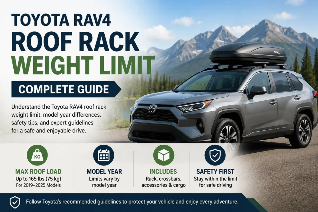 Toyota RAV4 roof rack weight limit showing roof load capacity and safety guidelines