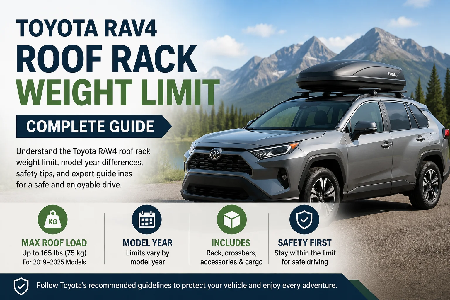 Home 2 Toyota RAV4 roof rack weight limit showing roof load capacity and safety guidelines