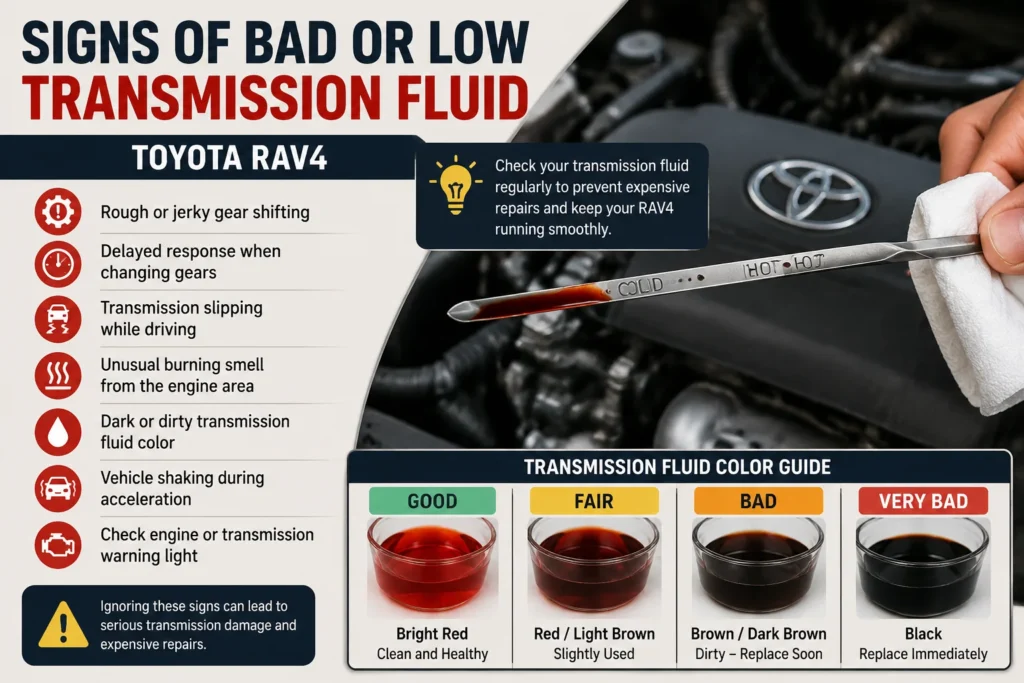 Toyota RAV4 transmission fluid warning signs symptoms
