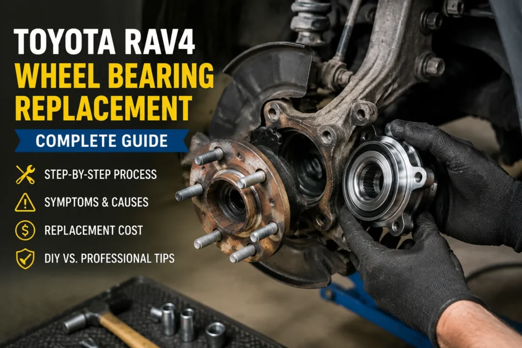 Toyota RAV4 wheel bearing replacement showing wheel hub and bearing installation