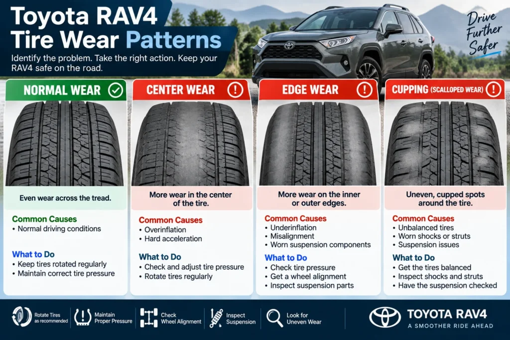 Toyota RAV4 Tire Rotation: Complete Guide 3 Toyota RAV4 tire wear patterns